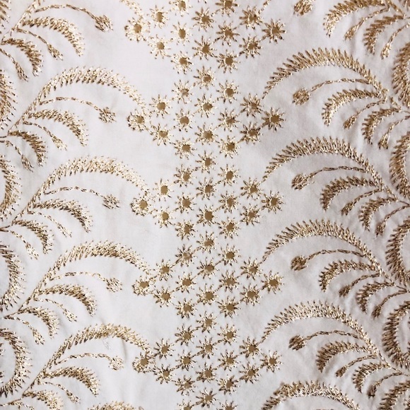 Banana Republic Skirt 0 Eyelet Gold Embroidery White Cocktail Event Occasion - Picture 3 of 8